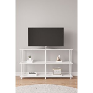 Çevir Kur 150 Cm Beyaz B.d Raflı Tv Sehpası, Tv Ünitesi 150*75*29 Cm