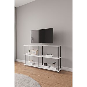 Çevir Kur 150 Cm Beyaz Raflı Tv Sehpası, Tv Ünitesi 150*75*29 Cm