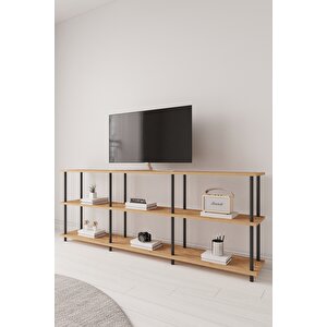 Çevir Kur 200 Cm Atlantik Çam Raflı Tv Sehpası, Tv Ünitesi 200*71*29 Cm