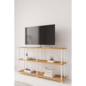 Çevir Kur 150 Cm Atlantik Çam B.d Raflı Tv Sehpası, Tv Ünitesi 150*75*29 Cm