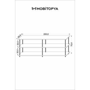 Çevir Kur 200 Cm Beyaz Raflı Tv Sehpası, Tv Ünitesi 200*71*29 Cm