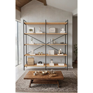 Nilamu Çam 150 Cm Kitaplık, Organizer, Ofis, Ev, 5 Raflı Kitaplık 150*170*34 Cm