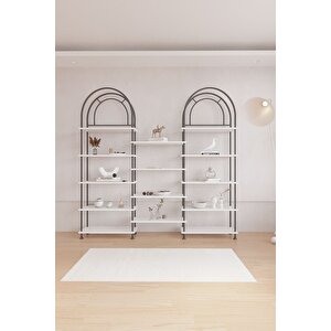 Çevir Kur Bohem Beyaz Kitaplık – Çok Amaçlı Dekoratif Dolap & Raf 199x203x29
