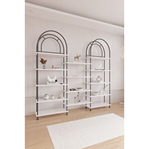 Çevir Kur Bohem Beyaz Kitaplık – Çok Amaçlı Dekoratif Dolap & Raf 199x203x29