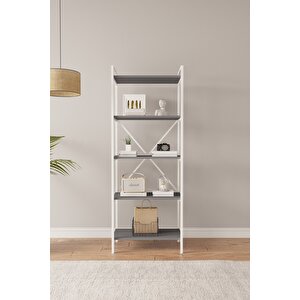 Nilamu Antrasit 65 Cm Kitaplık , Metal Aksamlı, Organizer, Ofis, Ev