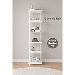 Çevir Kur 45 Cm Beyaz Kitaplık Bd 45*177*29 Cm