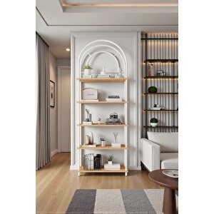 Çevir Kur Atlantik Çam Bohem Kitaplık | Çok Amaçlı, 5 Raflı, Dekoratif Dolap 199x71x29 Cm
