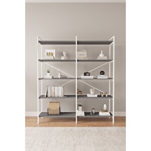 Nilamu Antrasit 5 Raflı Kitaplık | Ofis & Ev Için Organizer Raf Ünitesi 150×170×34 Cm