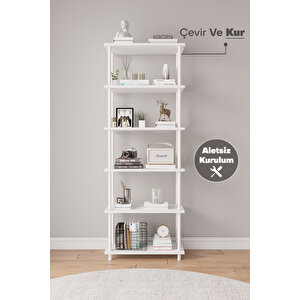 Çevir Kur 65 Cm Beyaz Kitaplık Bd 65*177*29 Cm