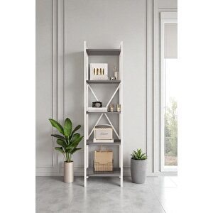 Nilamu Antrasit 45 Cm Kitaplık, Metal Aksamlı, Organizer, Ofis, 45*170*34 Cm