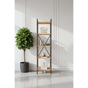 Nilamu Çam 45 Cm Kitaplık, Metal Aksamlı, Organizer, Ofis, 45*170*34 Cm