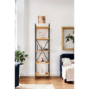 Nilamu Çam 45 Cm Kitaplık, Metal Aksamlı, Organizer, Ofis, 45*170*34 Cm
