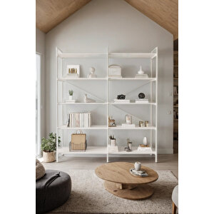 Nilamu Beyaz 5 Raflı Kitaplık | Ofis & Ev Için Organizer Raf Ünitesi 150×170×34 Cm