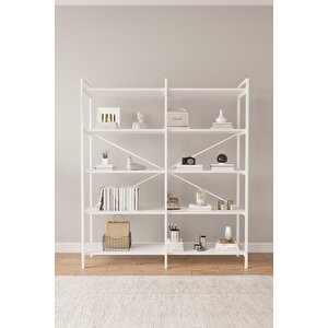 Nilamu Beyaz 5 Raflı Kitaplık | Ofis & Ev Için Organizer Raf Ünitesi 150×170×34 Cm