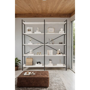 Nilamu Beyaz 150 Cm Kitaplık / Organizer / Ofis / Ev / 5 Raflı Kitaplık/ 150*170*34