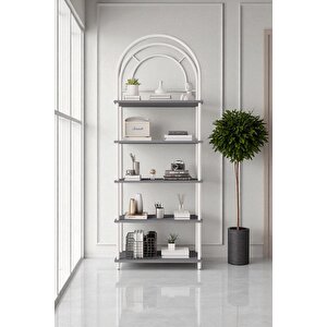 Çevir Kur Atlantik Çam Bohem Kitaplık | Çok Amaçlı, 5 Raflı, Dekoratif Dolap 199x71x29 Cm