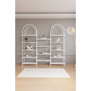 Çevir Kur Bohem Beyaz Kitaplık – Çok Amaçlı Dekoratif Dolap & Raf 199x203x29