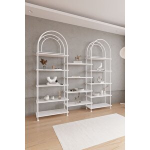Çevir Kur Bohem Beyaz Kitaplık – Çok Amaçlı Dekoratif Dolap & Raf 199x203x29