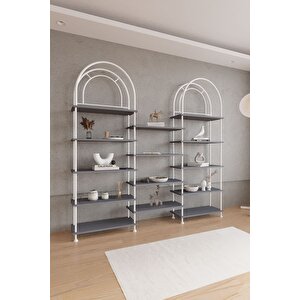 Çevir Kur Bohem Antrasit Kitaplık – Çok Amaçlı Dekoratif Dolap & Raf 199x203x29