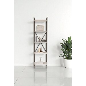 Nilamu Beyaz 45 Cm Kitaplık, Metal Aksamlı, Organizer, Ofis, 45*170*34 Cm
