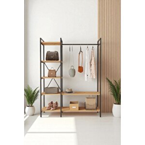 Nilamu Elbise Dolabı , Metal Aksamlı, Atlantik Çam, Açık Dolap, Organizer, Askılık 130*170*34 Cm
