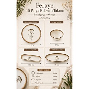 Terra 16 Parça 6 Kişilik Porselen Kahvaltı Takımı