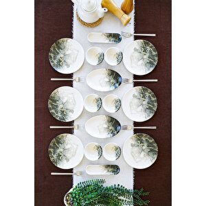 Mermer 16 Parça 6 Kişilik Porselen Kahvaltı Takımı