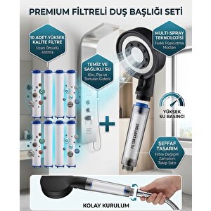 10 Adet Yedek Filtreli Su Tasarruflu Ve Kireç Önleyici Özelliğine Sahip Duş Başlığı