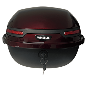 Wheelie Xt21-jr 28 Litre Motosiklet Arka Çanta Hünnap Kırmızı Parlak Su Geçirmez Abs Çift Kilitleme Üniversal