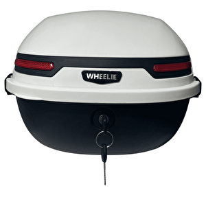 Wheelie Xt21-w 28 Litre Motosiklet Arka Çanta Beyaz Parlak Su Geçirmez Abs Top Case Çift Kilitleme Üniversal