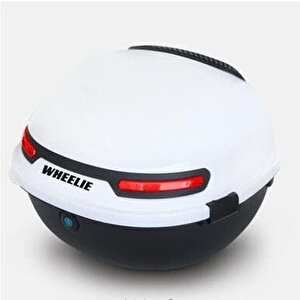 Wheelie Xt21-w 28 Litre Motosiklet Arka Çanta Beyaz Parlak Su Geçirmez Abs Top Case Çift Kilitleme Üniversal