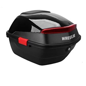 Wheelie Xt88-b 32 Litre Motosiklet Arka Çanta Siyah Parlak Su Geçirmez Abs Top Case Çift Kilitleme Üniversal