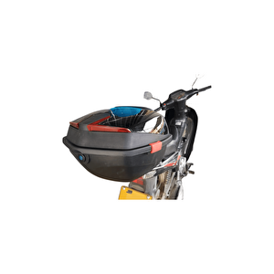 Wheelie Xt88-b 32 Litre Motosiklet Arka Çanta Siyah Parlak Su Geçirmez Abs Top Case Çift Kilitleme Üniversal