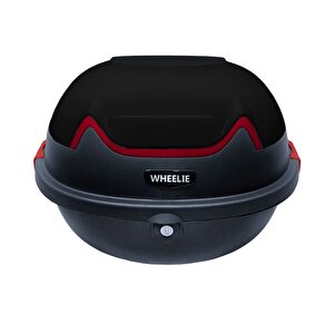 Wheelie Xt11-b 28 Litre Motosiklet Arka Çanta Siyah Parlak Su Geçirmez Abs Top Case Çift Kilitleme Üniversal