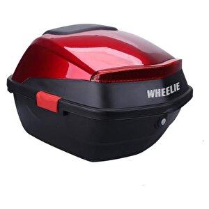 Wheelie Xt88-br 32 Litre Motosiklet Arka Çanta Koyu Kırmızı Parlak Su Geçirmez Abs Çift Kilitleme Üniversal