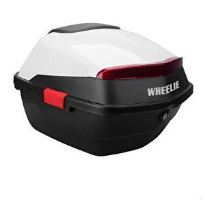 Wheelie Xt88-w 32 Litre Motosiklet Arka Çanta Beyaz Parlak Su Geçirmez Abs Top Case Çift Kilitleme Üniversal