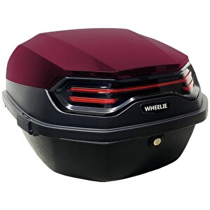 Wheelie Xt08-jr 32 Litre Motosiklet Arka Çanta Hünnap Kırmızı Parlak Su Geçirmez Abs Çift Kilitleme Üniversal