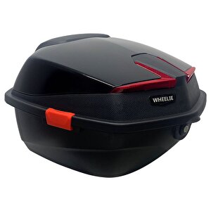 Wheelie Xt01-b 32 Litre Motosiklet Arka Çanta Siyah Parlak Su Geçirmez Abs Top Case Çift Kilitleme Üniversal