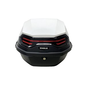 Wheelie Xt08-w 32 Litre Motosiklet Arka Çanta Beyaz Parlak Su Geçirmez Abs Top Case Çift Kilitleme Üniversal