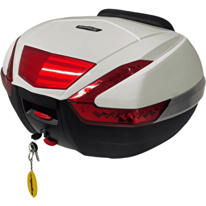 Wheelie Xt68-w 48 Litre Motosiklet Arka Çanta Beyaz Su Geçirmez Tak Çıkart Özellikli Abs Top Case Üniversal