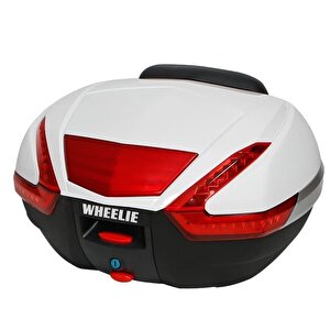 Wheelie Xt68-w 48 Litre Motosiklet Arka Çanta Beyaz Su Geçirmez Tak Çıkart Özellikli Abs Top Case Üniversal