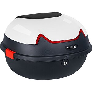 Wheelie Xt11-w 28 Litre Motosiklet Arka Çanta Beyaz Parlak Su Geçirmez Abs Top Case Çift Kilitleme Üniversal