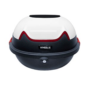Wheelie Xt11-w 28 Litre Motosiklet Arka Çanta Beyaz Parlak Su Geçirmez Abs Top Case Çift Kilitleme Üniversal