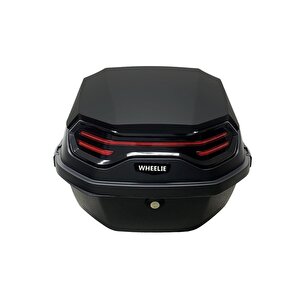 Wheelie Xt08-fs 32 Litre Motosiklet Arka Çanta Mat Siyah Su Geçirmez Abs Top Case Çift Kilitleme Üniversal