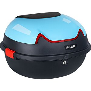 Wheelie Xt11-lb 28 Litre Motosiklet Arka Çanta Açık Mavi Parlak Su Geçirmez Abs Çift Kilitleme Üniversal