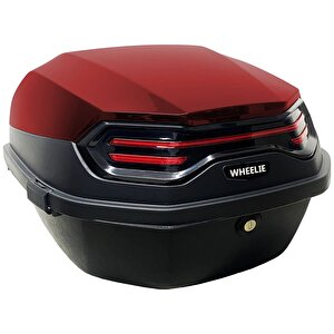 Wheelie Xt08-br 32 Litre Motosiklet Arka Çanta Koyu Kırmızı Parlak Su Geçirmez Abs Çift Kilitleme Üniversal