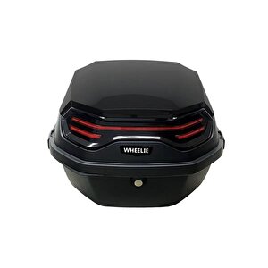 Wheelie Xt08-b 32 Litre Motosiklet Arka Çanta Siyah Parlak Su Geçirmez Abs Top Case Çift Kilitleme Üniversal