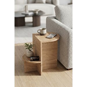 Falez Yan Sehpa Çok Amaçlı Modern Tasarım Raflı Salon Koltuk Kenarı Sehpası Setro - 6023 Meşe