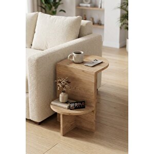 Falez Yan Sehpa Çok Amaçlı Modern Tasarım Raflı Salon Koltuk Kenarı Sehpası Setro - 6023 Meşe