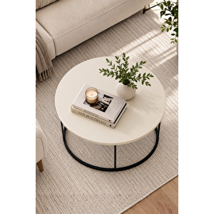 Falez Terra Lüx Krem Orta Sehpa - Modern Salon Ve Oturma Odası Sehpası